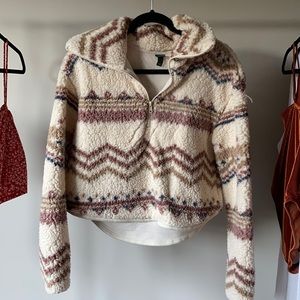 Wild Fable Cropped Sherpa Quarter-zip